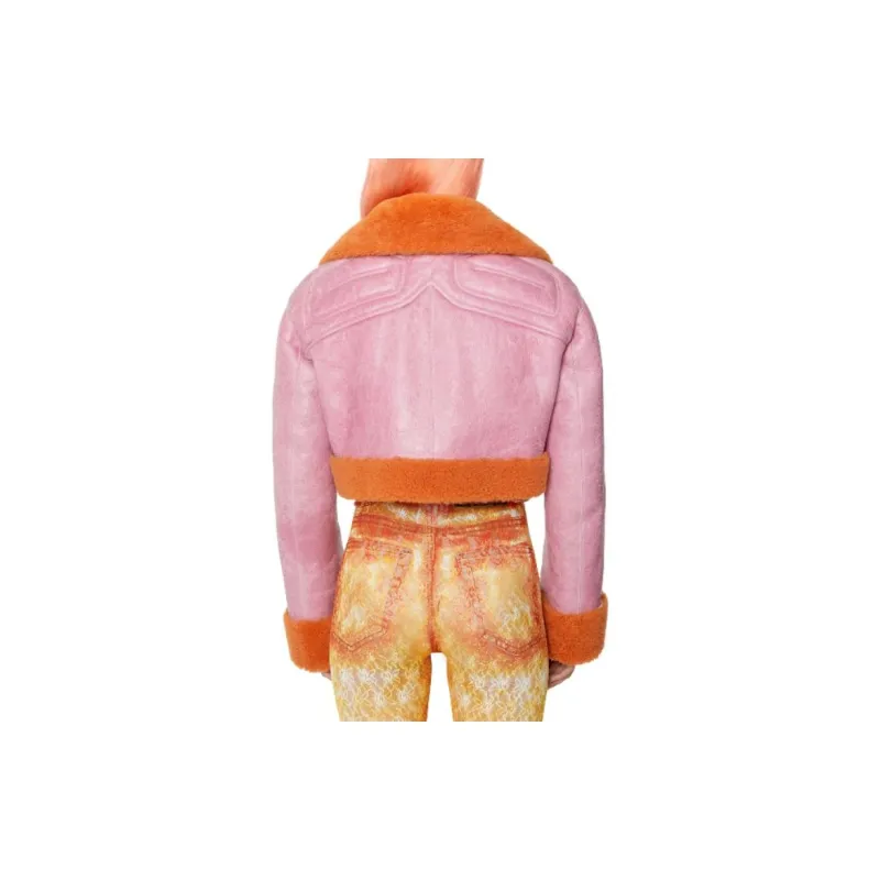 DIESEL Leather Jackets Women's Pink-3