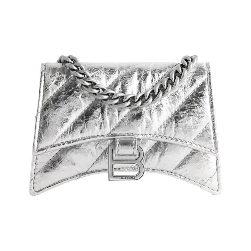Balenciaga CRUSH Cow Leather Crossbody Bag, Shoulder Bag Mini Women's Silver