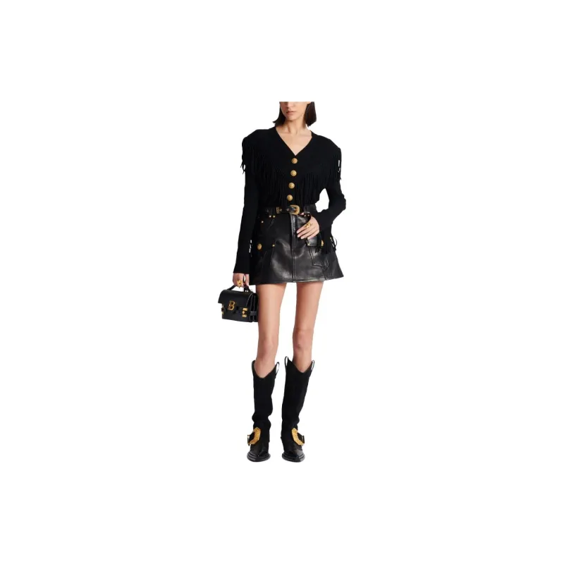 BALMAIN 5 Button Fringed Cardigan-1