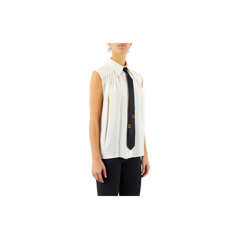 Elisabetta Franchi Sleeveless Detachable Tie Blouse-3