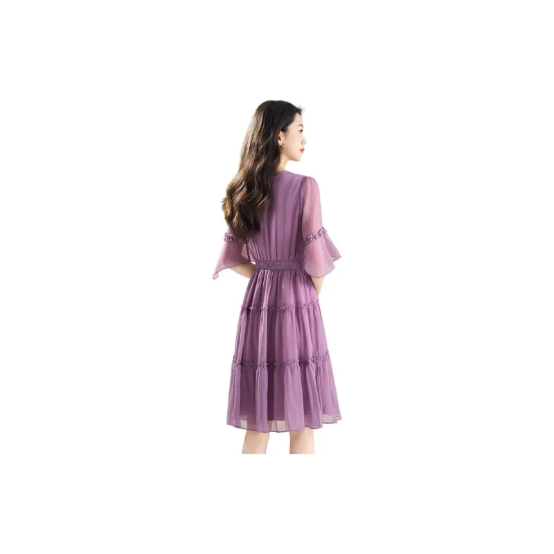 Mylan Short Sleeved Dress Women's Purple-1