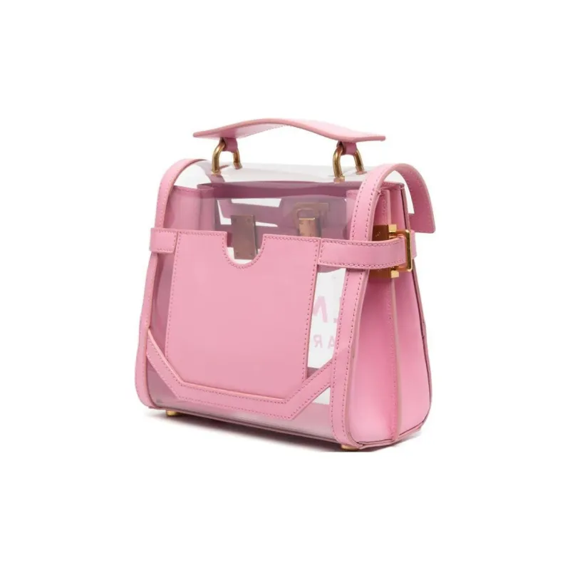 BALMAIN Calfskin With PVC Shoulder Bag, Crossbody Bag Women's Pink-2