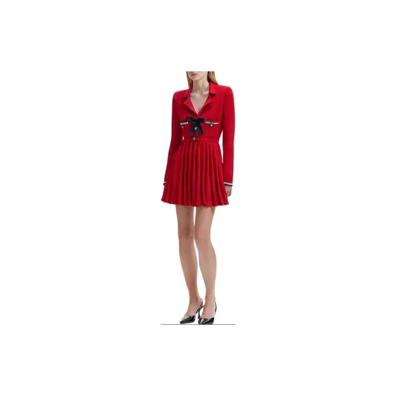 Self portrait Long Sleeved Dresses Women's France Red-2