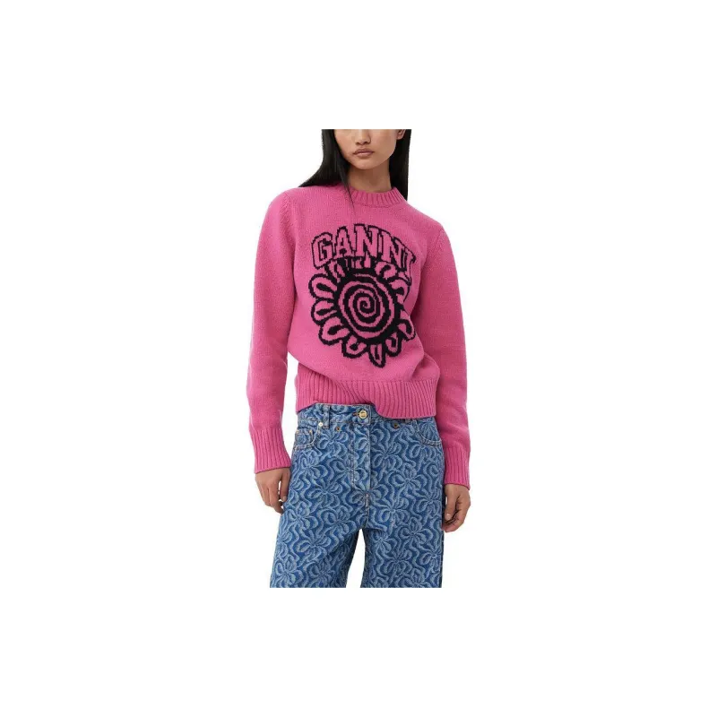 GANNI Logo Intarsia Knitted Jumper-1