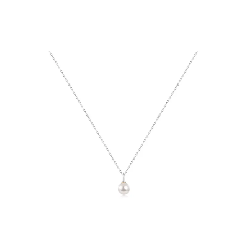 Silver Trim Faux Pearl Necklaces Women's-0