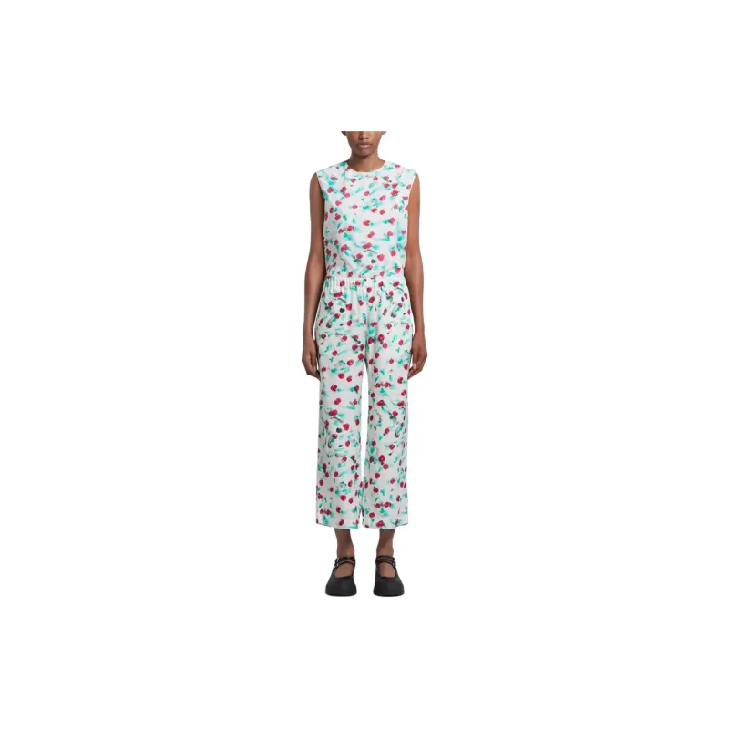 MARNI Floral Printed Cropped Satin Trousers-1