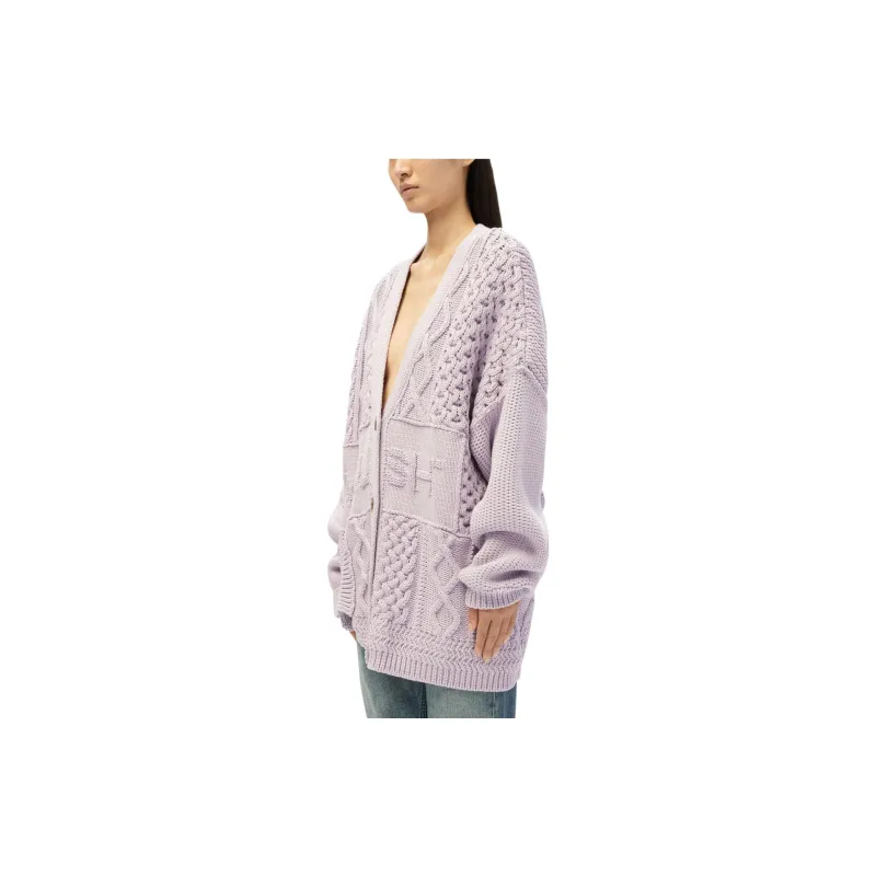 AMBUSH Patchwork Knit Cardigan 'Lavender'-2