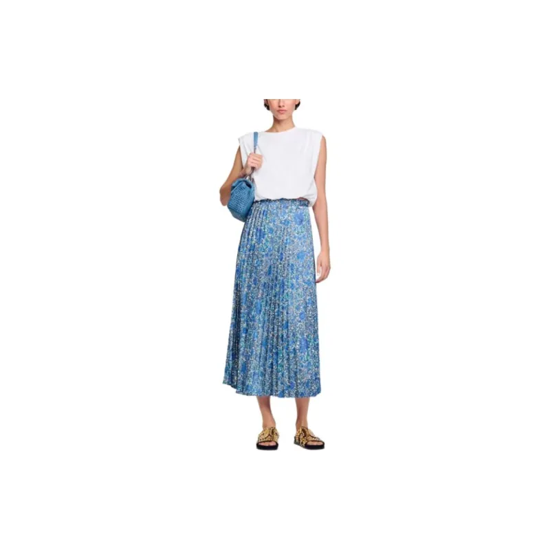 Sandro Casual Long Skirts Women's Blue-2
