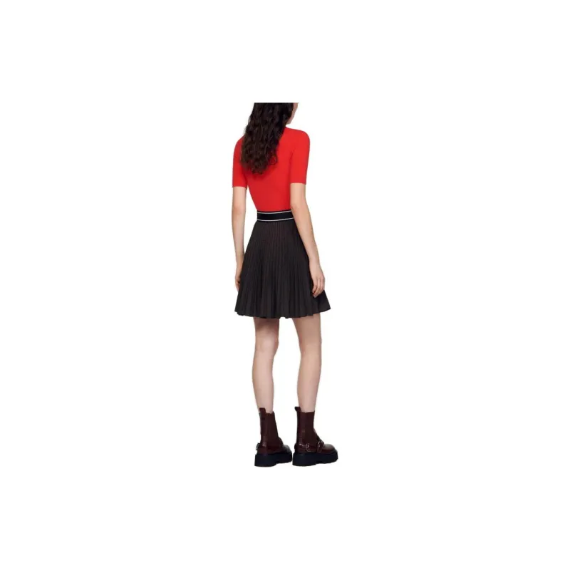 Sandro Plaid Check Pleated Miniskirt-2