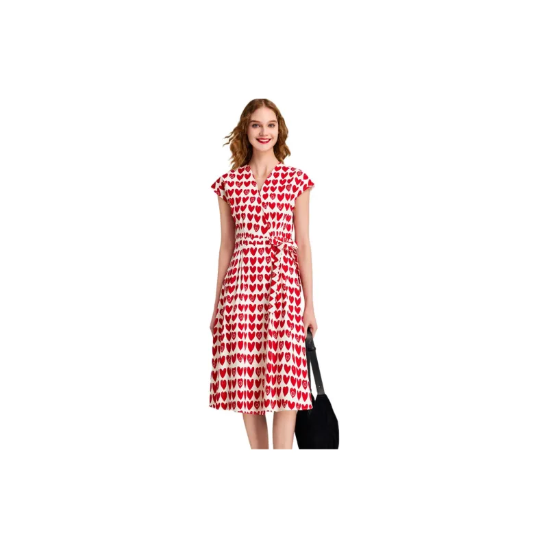 HAVVA Short Sleeved Dresses Women's Red-5