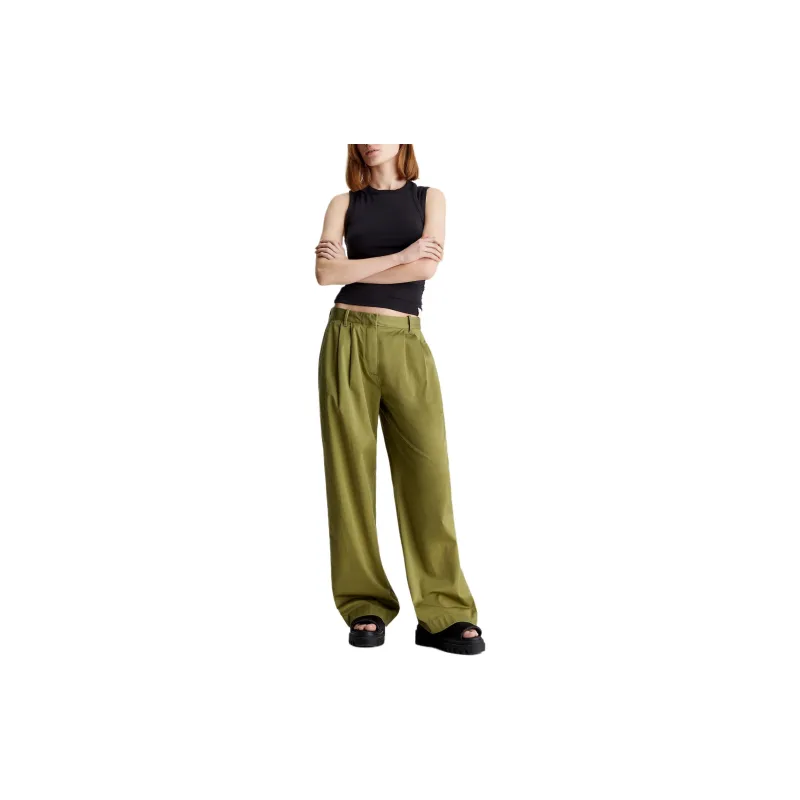 CALVIN KLEIN Casual Pants Europe Version Women's Dark Green-1