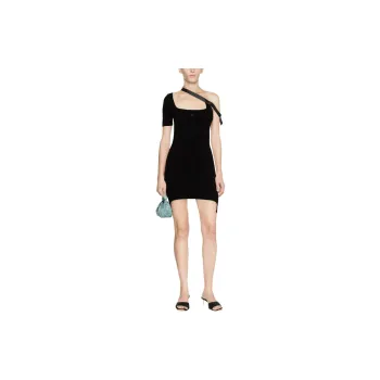 COURREGES Strap detail Asymmetric Mini Dress