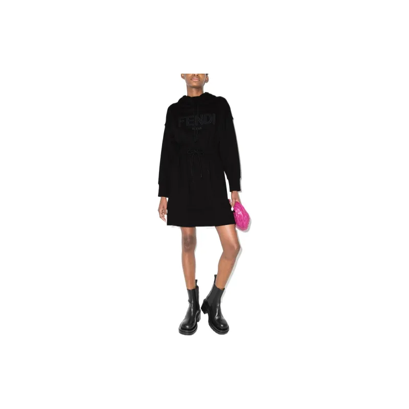 FENDI SS22 Long Sleeved Dress Women's Black-1