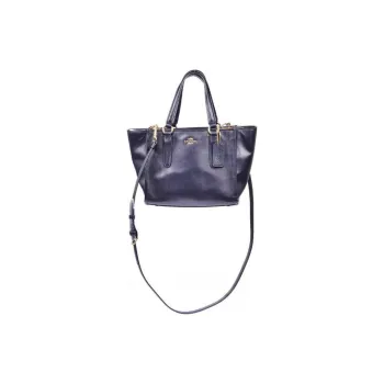 COACH Leather One Shoulder Handbag Tubas Women's Dark Blue
