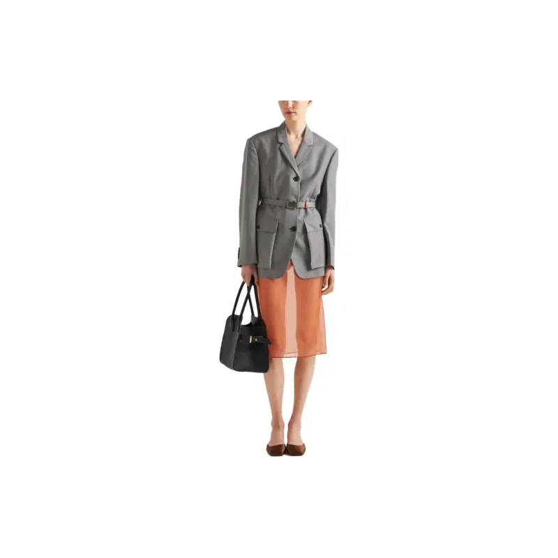 PRADA Button Up Belted Jacket-3