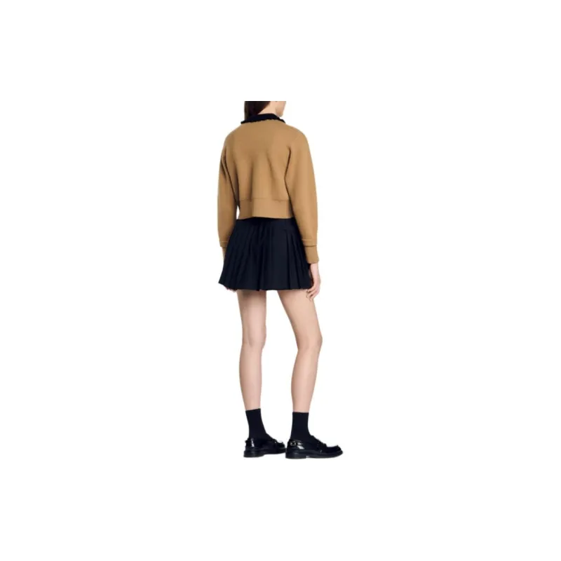 Sandro Contrasting collar Cardigan-3