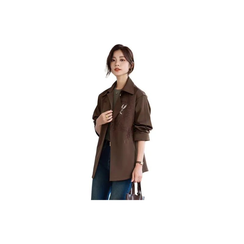 Yi Mengyuan Cropped Trench Coat Women's-2