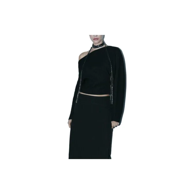 ZARA Crop Tops Women's Black-2