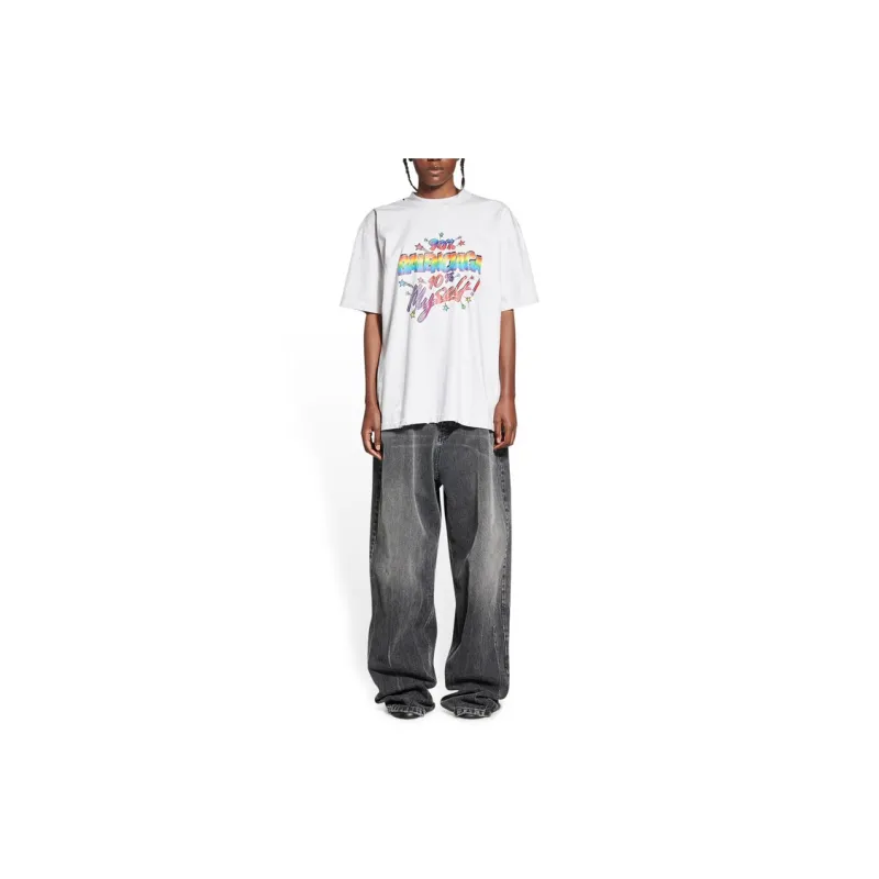 Balenciaga Women's 90/10 Large Fit Vintage T Shirt White-2