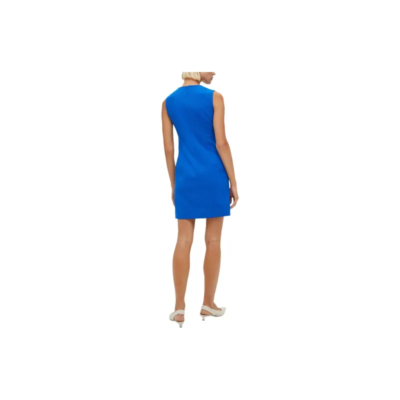 HUGO BOSS Sleeveless Business Dress With Notch Neckline Sleeveless Dress Women's Blue-2