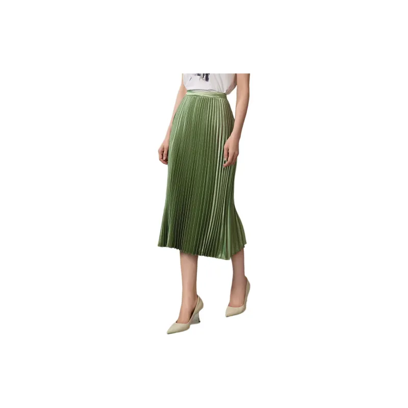 BBLLUUEE Casual Long Skirt Women's Bamboo Green-2