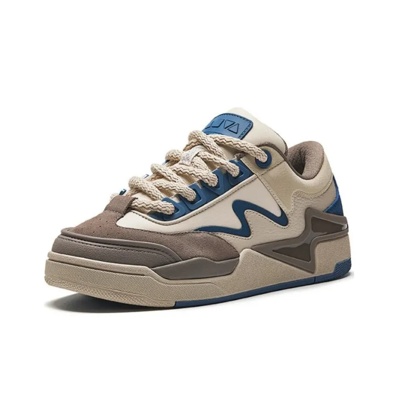 Anta Non slip Wear resistant Shock Absorption Low Top Skateboard Shoes Men's Beige Brown Blue-1