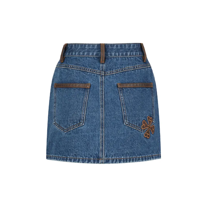 AZEPAM Denim Short Skirts Women's Dark Blue-1