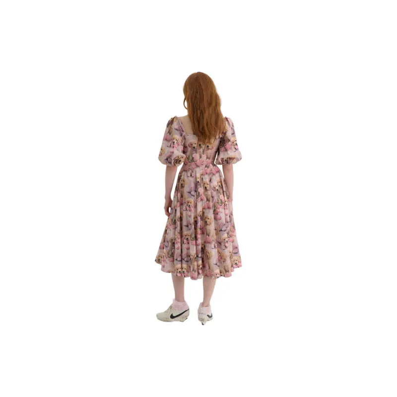 Selkie Collection Short-Sleeved Dresses Women's Cute Puppy Golden Retriever Print-1