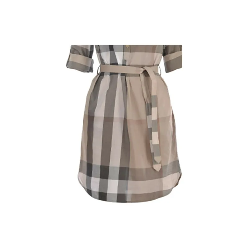 Burberry Short Sleeved Dresses Women's Khaki-4