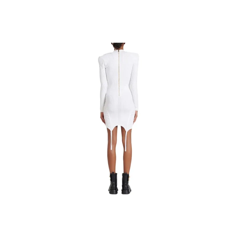 BALMAIN Lace up Detail Knitted Dress-2