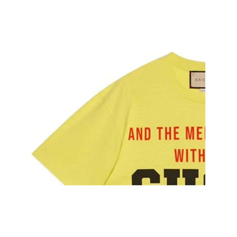 GUCCI Graphic Printed Short Sleeve T Shirt Yellow-5