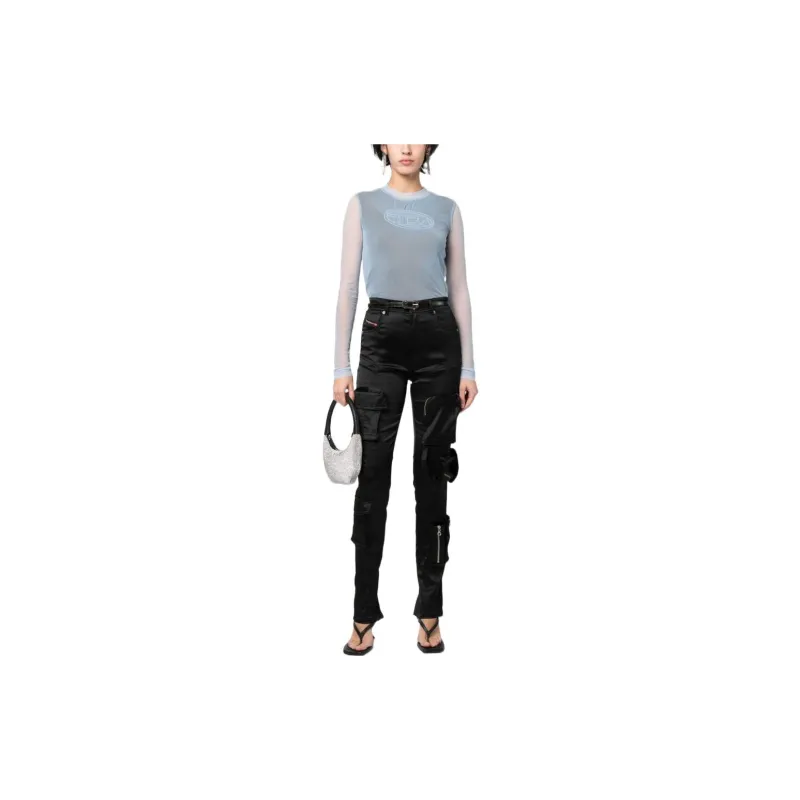 DIESEL OVAL-D Series Crop Tops Women's Blue-1