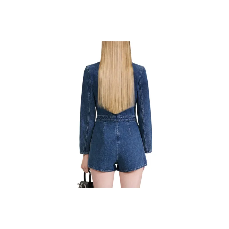 Self portrait Denim Shorts Women's Blue-2