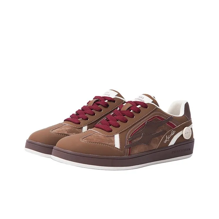 KILLWINNER Caramel Cocoa German Army Trainers Anti Slip Wear Resistant Low Top Skateboard Shoes Unisex Red Brown-2