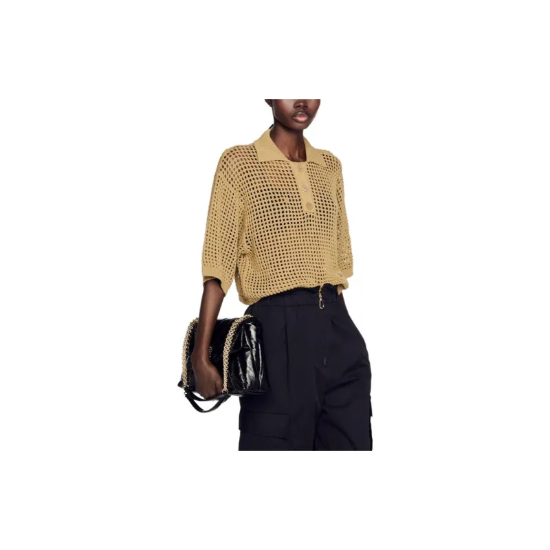 Sandro Drop Shoulder Sleeve T Shirt Women's Olive-1