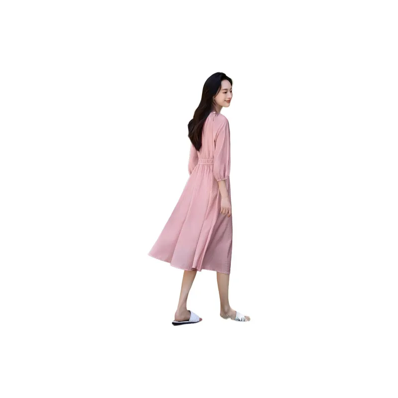 Mo Han Yi Mei Long Sleeved Dress Women's Dusty Pink-3