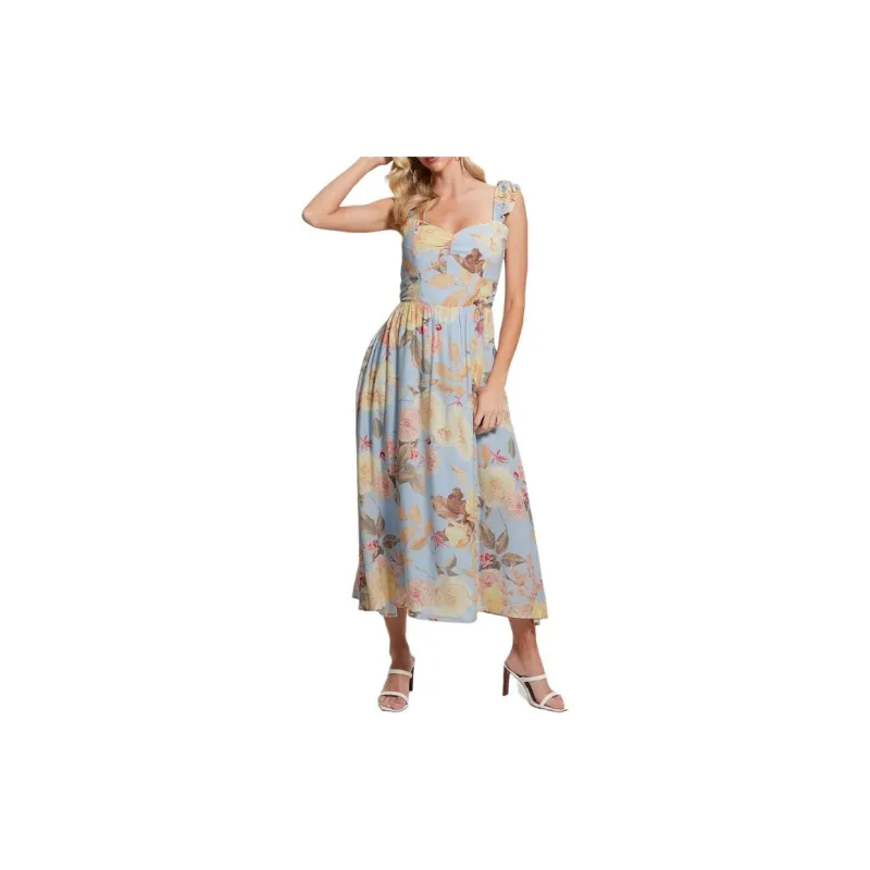 GUESS Susanna Midi Dress Sleeveless Dress Women's Multicolor-1