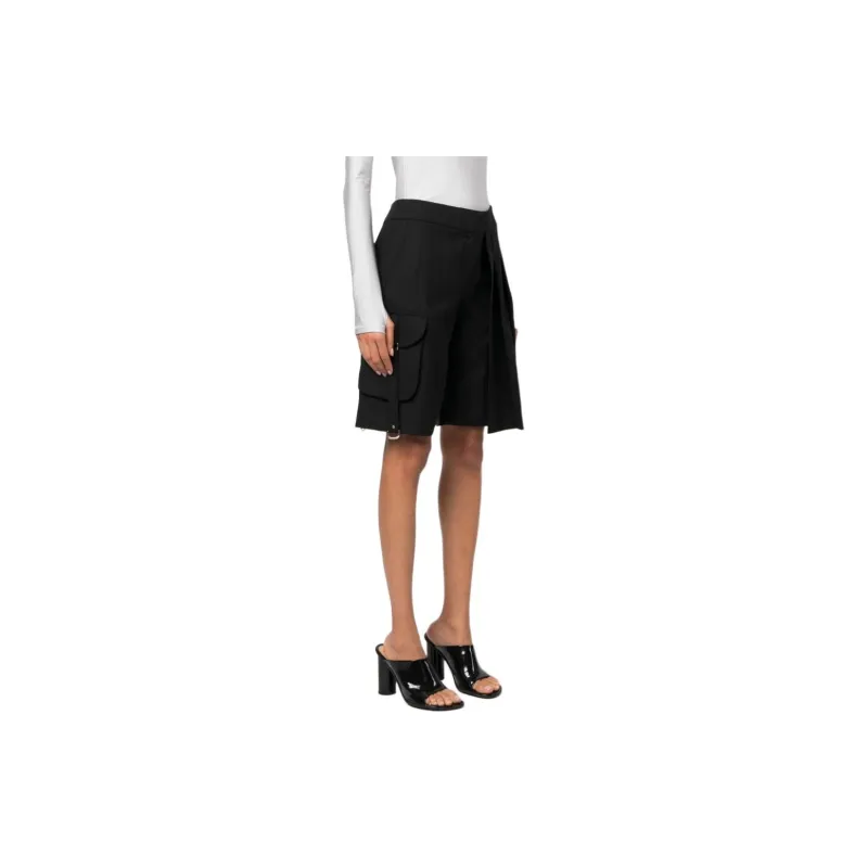 OFF WHITE High Waist Pleated Cargo Shorts-3