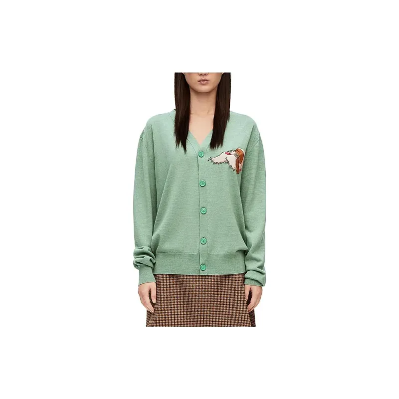 LOEWE SS23 Cashmere Sweater Women's Fennel Green-1