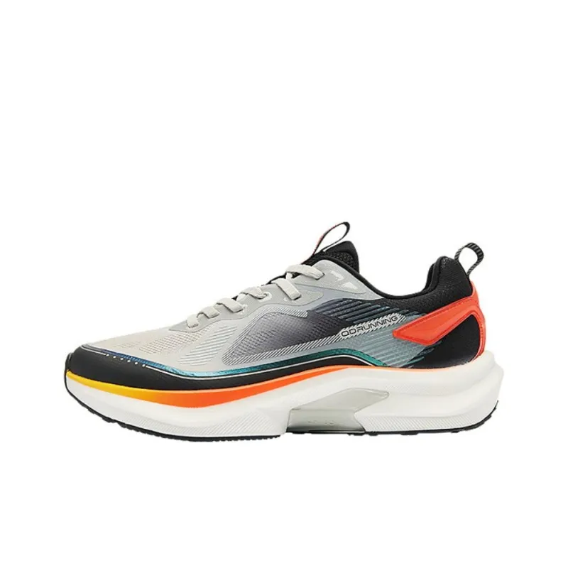 QIAODAN Anti Slip Wear Resistant Low Top Casual Running Shoes Men's Gray Black Orange-0