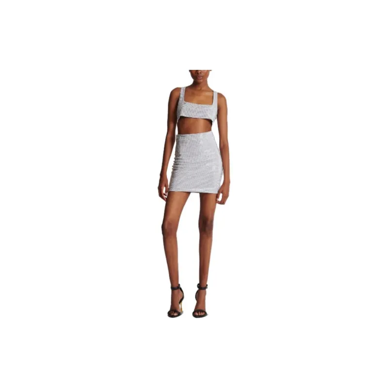 BALMAIN Casual Short Skirts Women's Silver-1