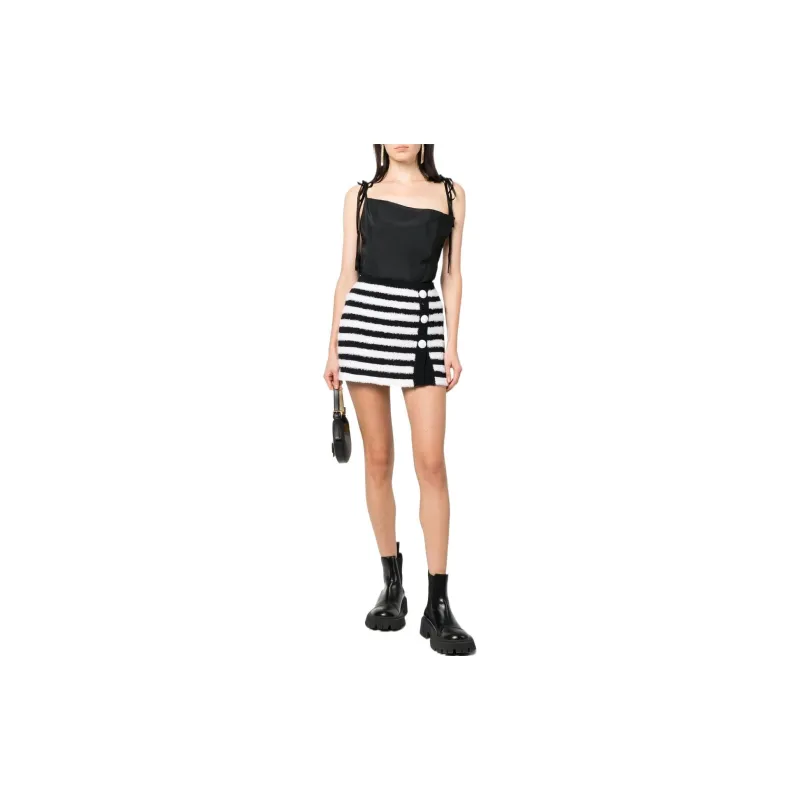 BALMAIN Striped Knitted Button up Skirt-1
