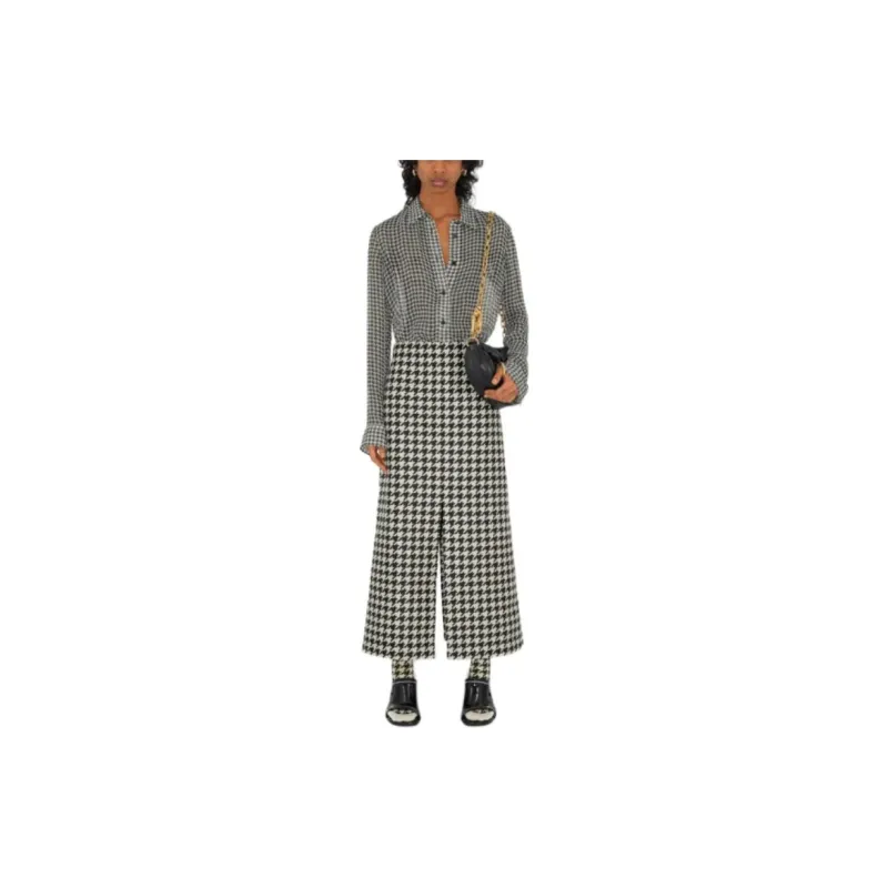 Burberry Houndstooth pattern Gabardine Cropped Trousers-2