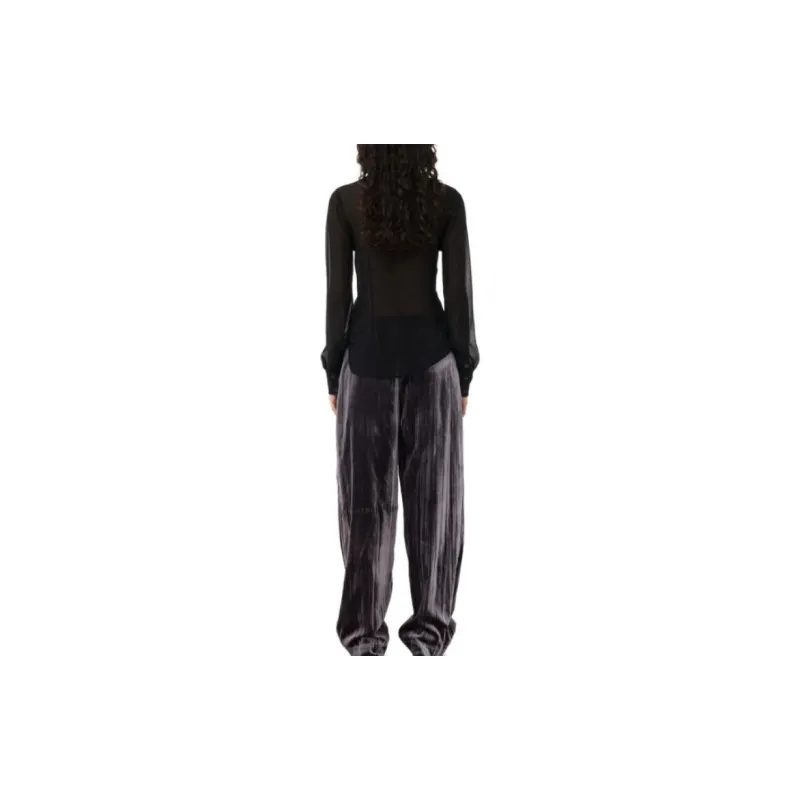 GANNI Striped Velvet finish Straight leg Trousers-4