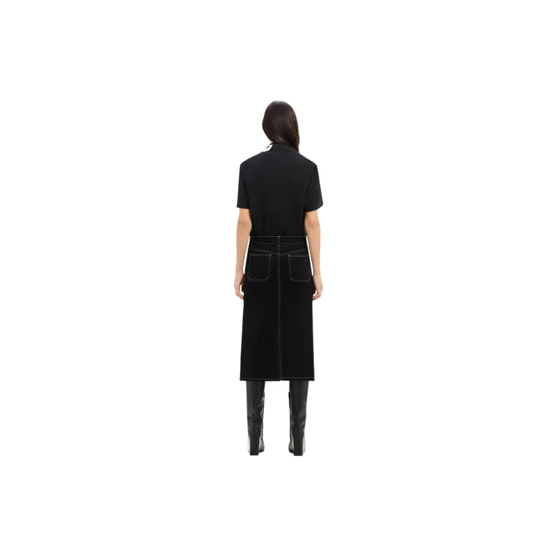 COURREGES Topstitched Denim Midi Skirt-2