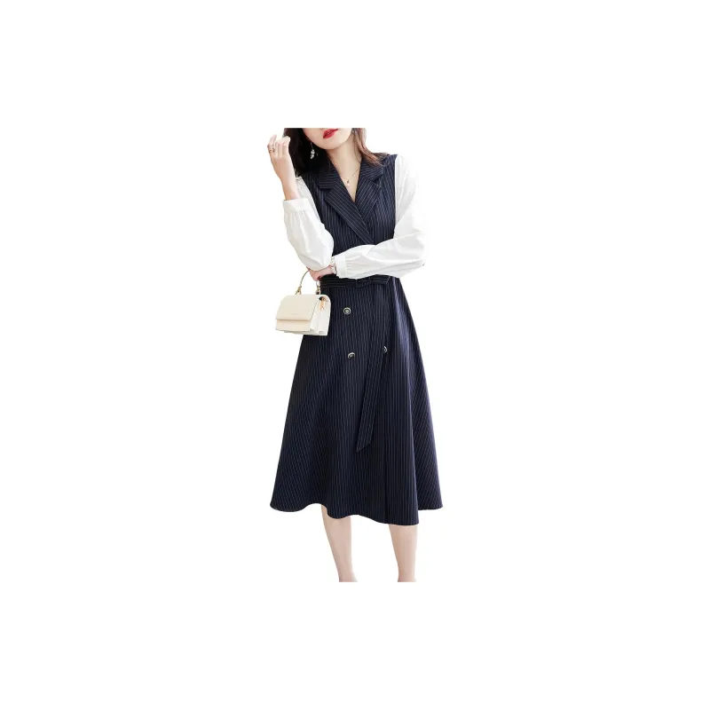 Dme Long Sleeved Dresses Women's Navy Blue-2