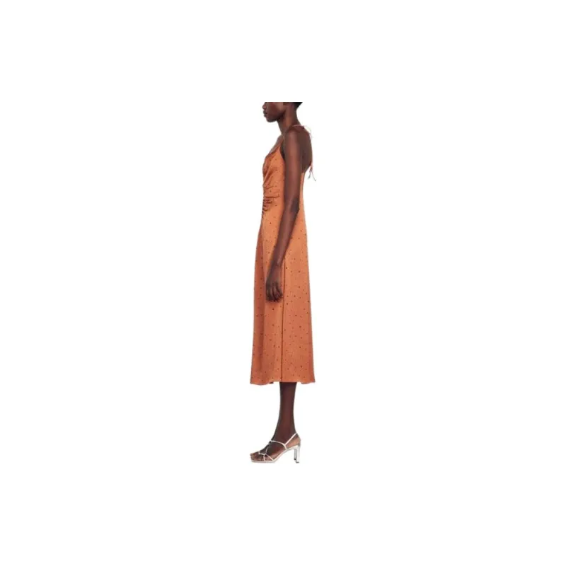 Sandro Rhinestone Dress Sleeveless Dress Women's Orange-3