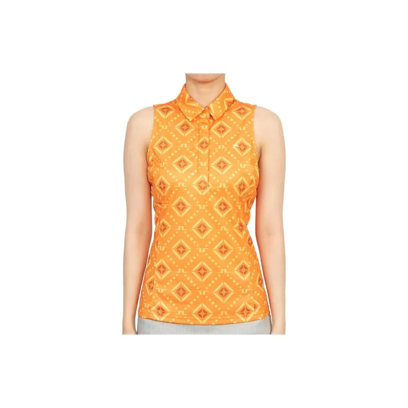 J.Lindeberg Dena Print Sleeveless Top Polo Shirt Women's Orange-1