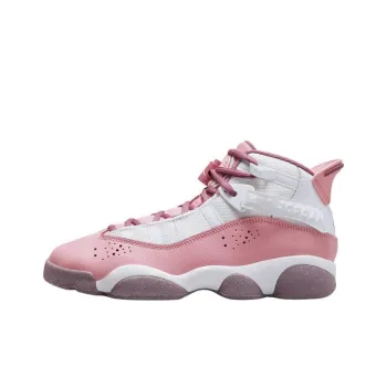 Jordan Air Jordan 6 Rings Anti-Kick Cushioning Mid-Top Children's Basketball Shoes Pink Teenagers