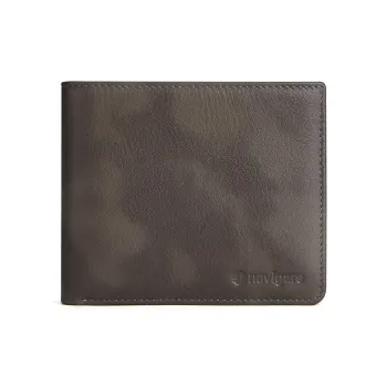 NAVIGARE Top Grain Cow Leather Wallet Card Holder Money Clip Regular Men's Black/Coffee